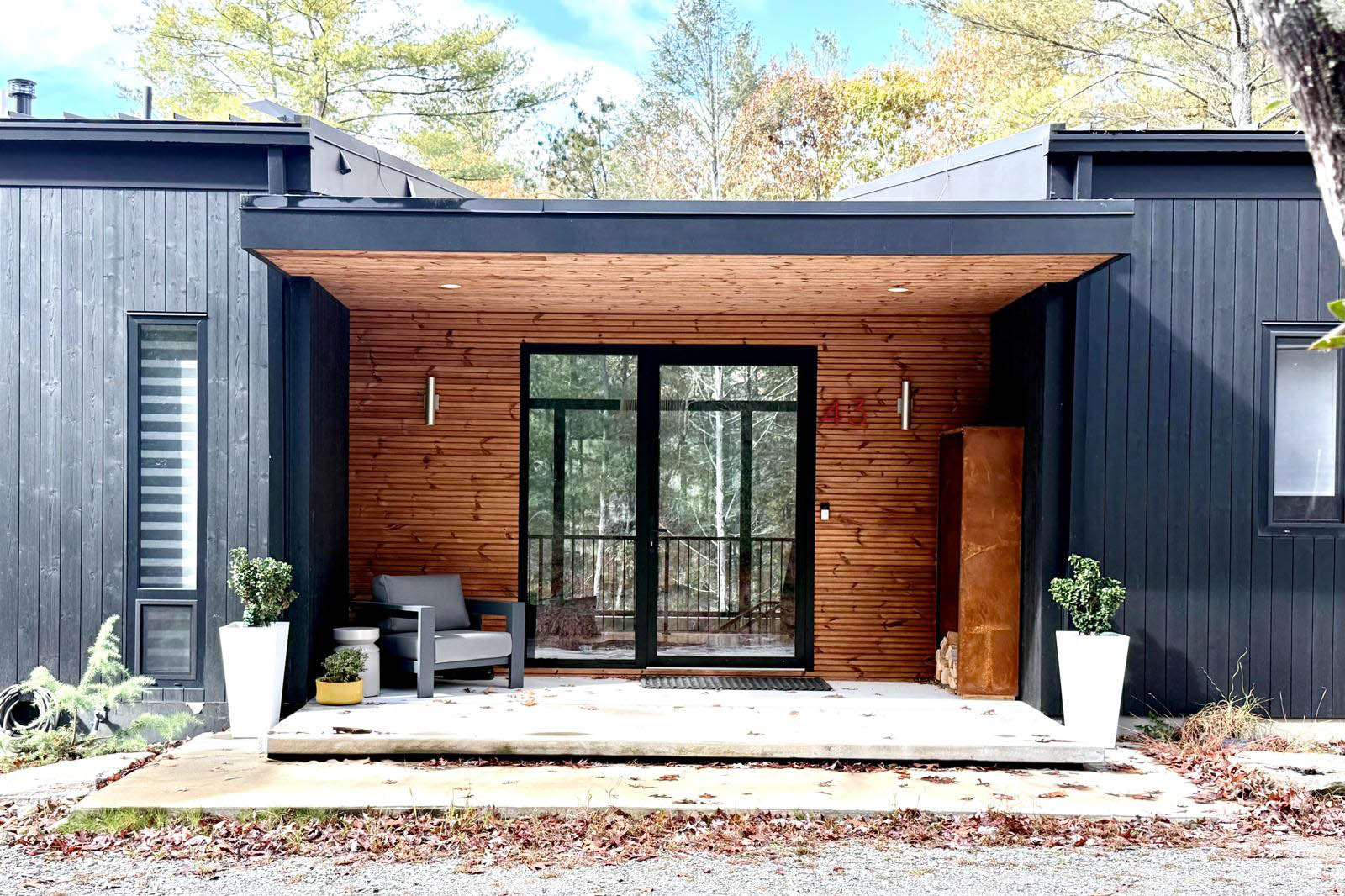 Modern home with shou sugi ban siding in Asheville, North Carolina.