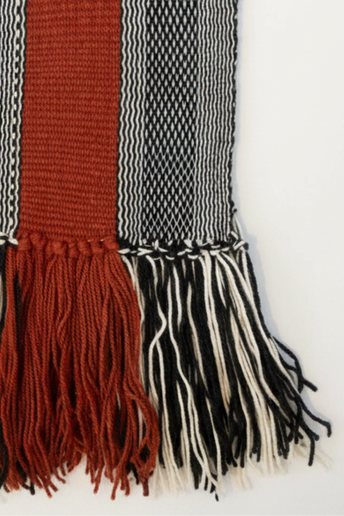 Handwoven wool textile made by artisans in Chile.